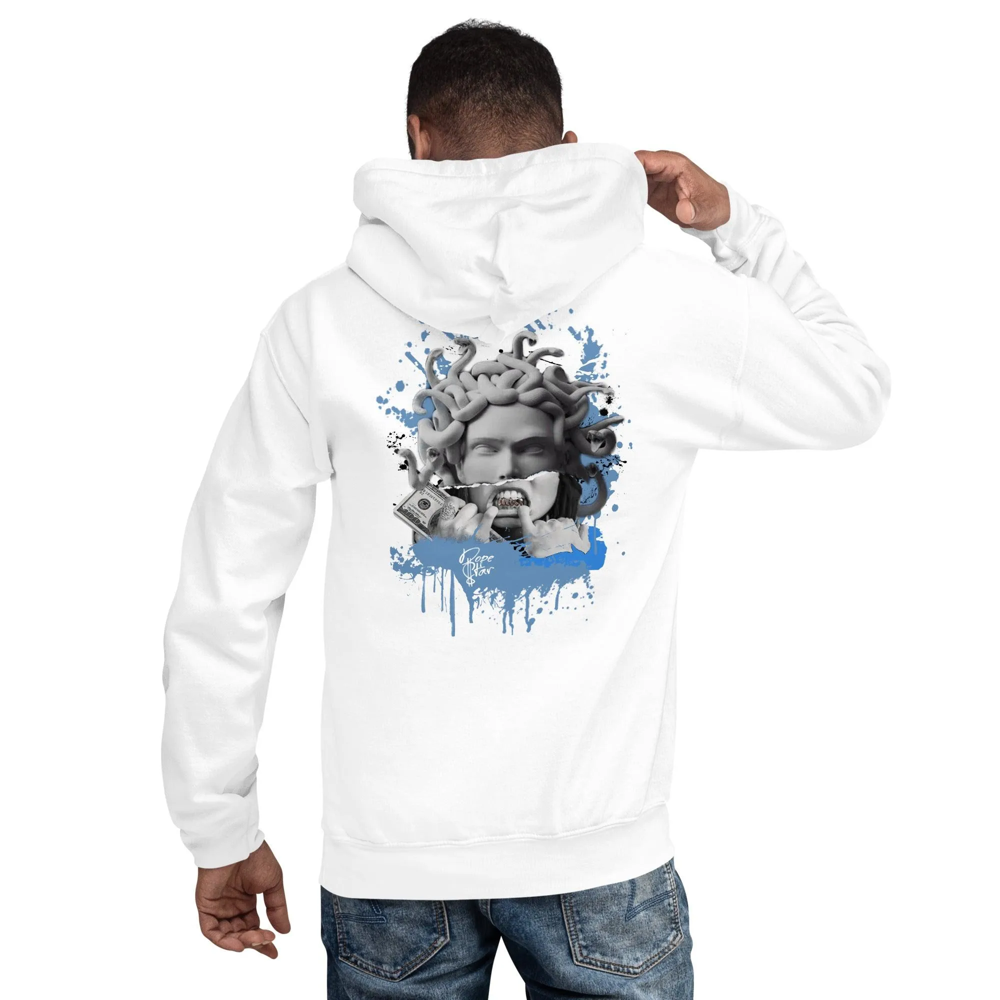 1 High White University Blue Black Hoodie Medusa