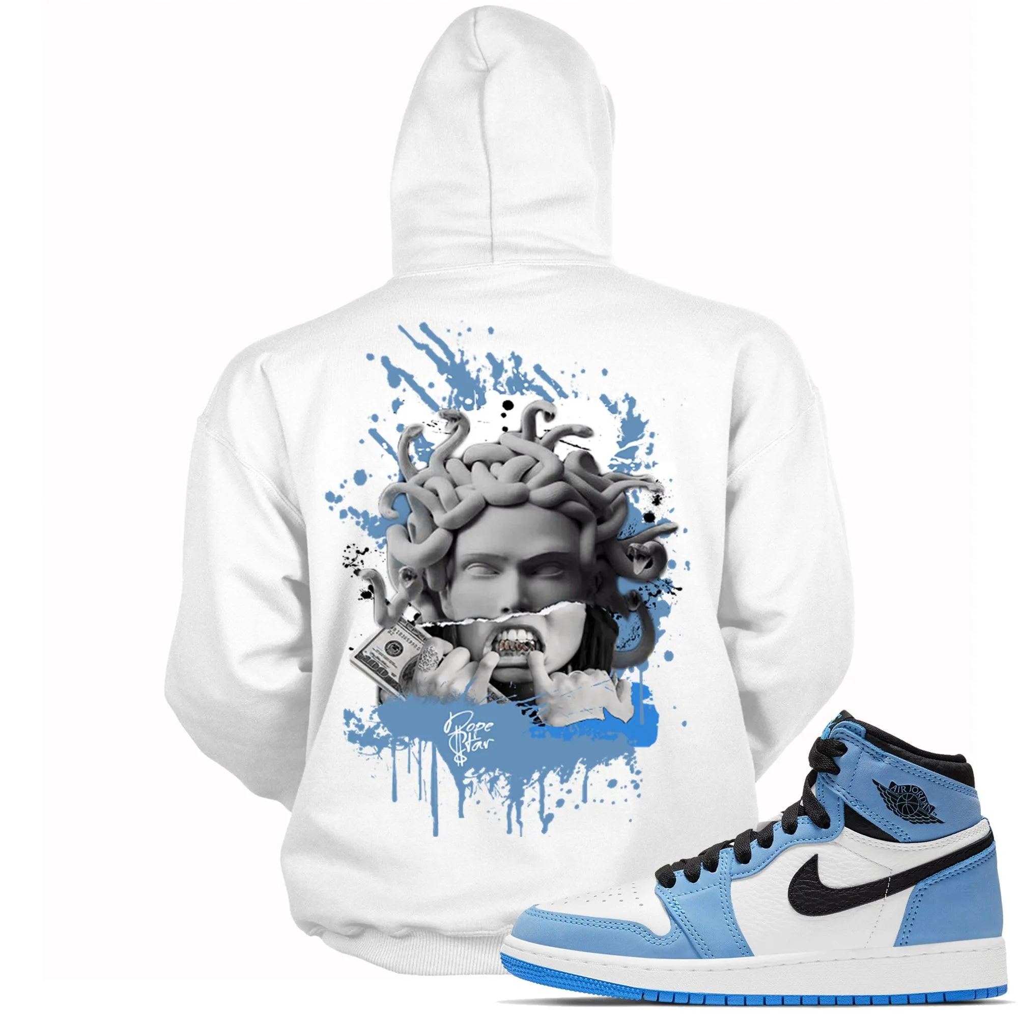 1 High White University Blue Black Hoodie Medusa