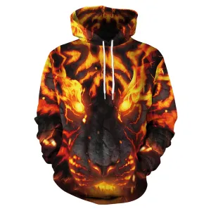 3D Harajuku Printed Animal Flame Hoodie