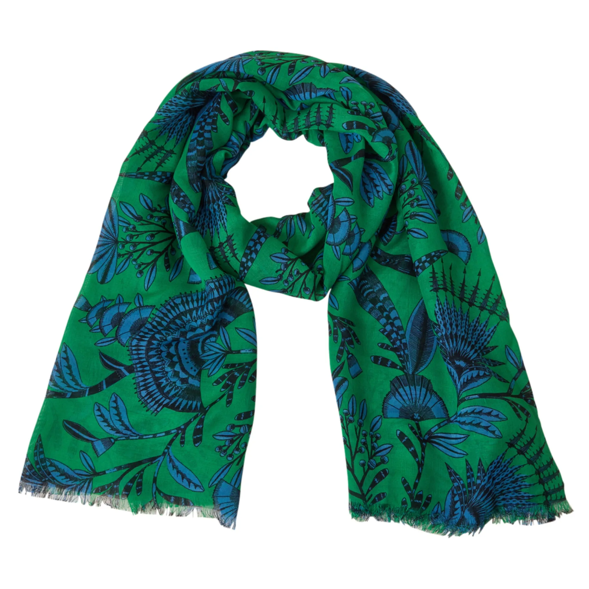 Accessorize London Women's Blue Green Print Scarf