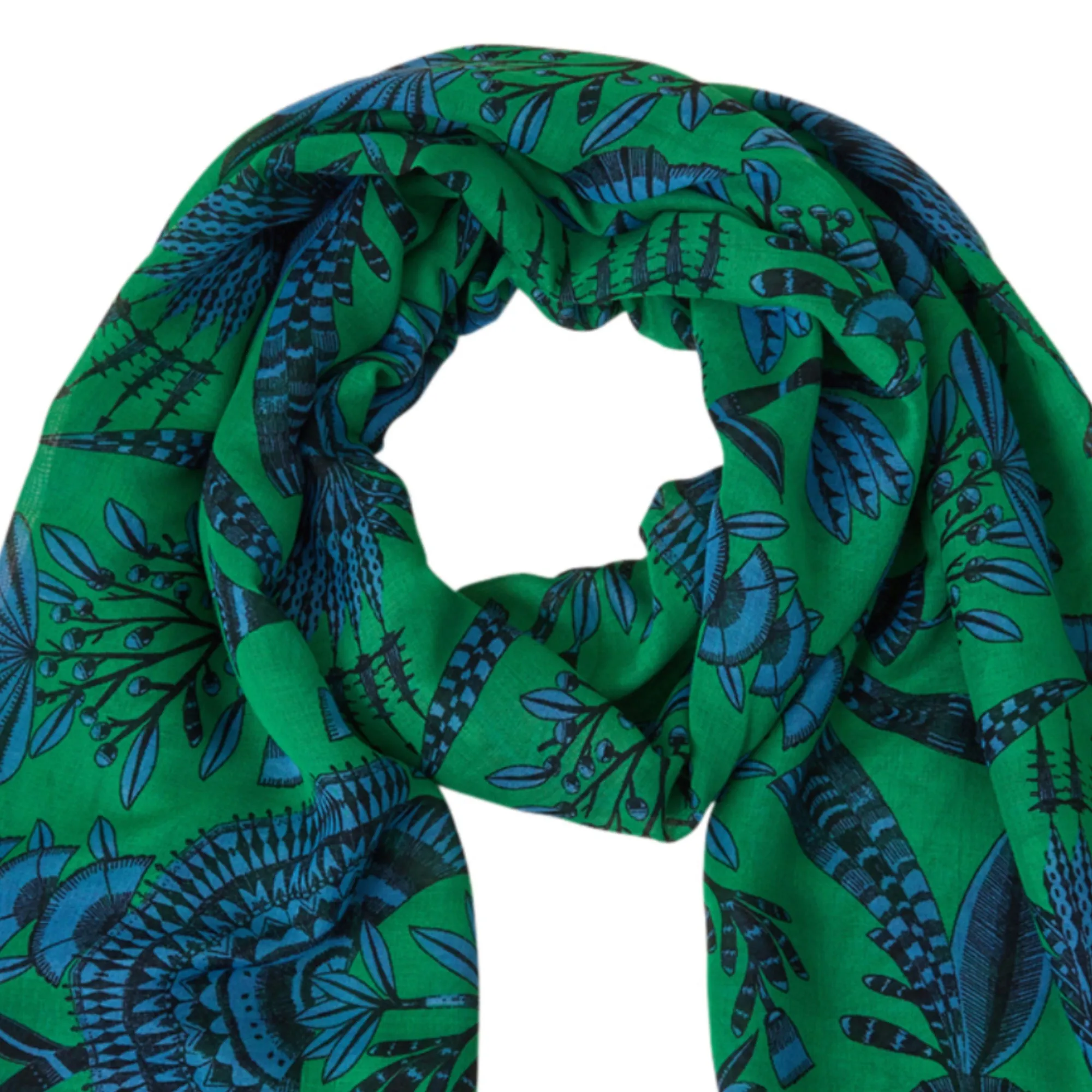 Accessorize London Women's Blue Green Print Scarf