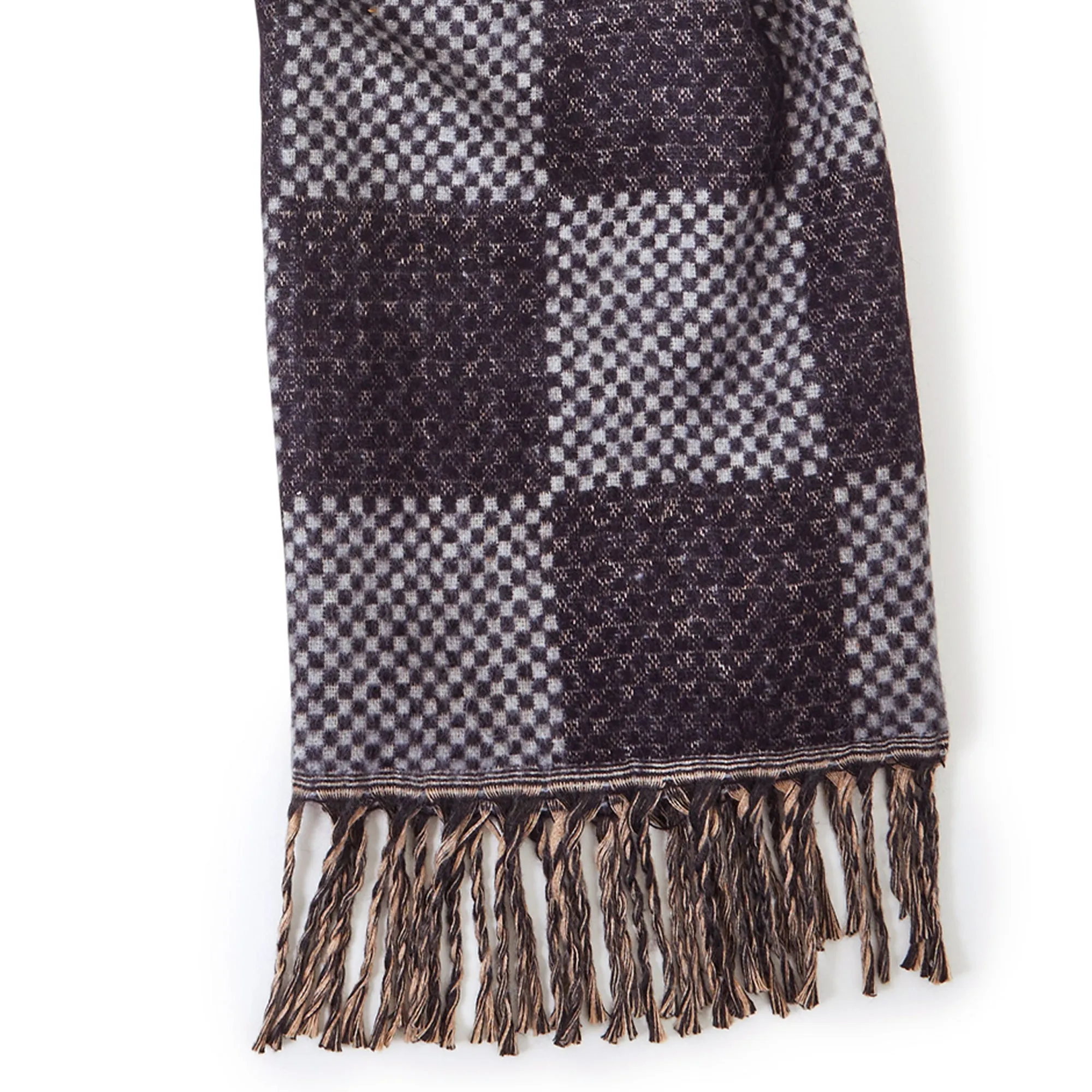 Accessorize London Women's Grey Checkerboard Woven Scarf