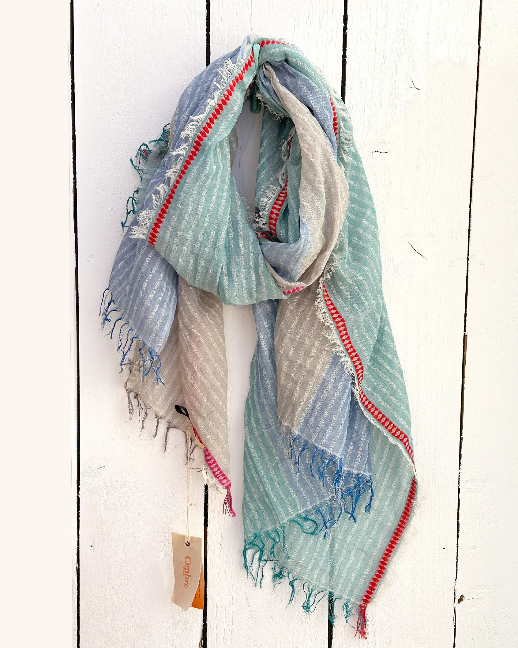 Aqua and blue textured lightweight Scarf