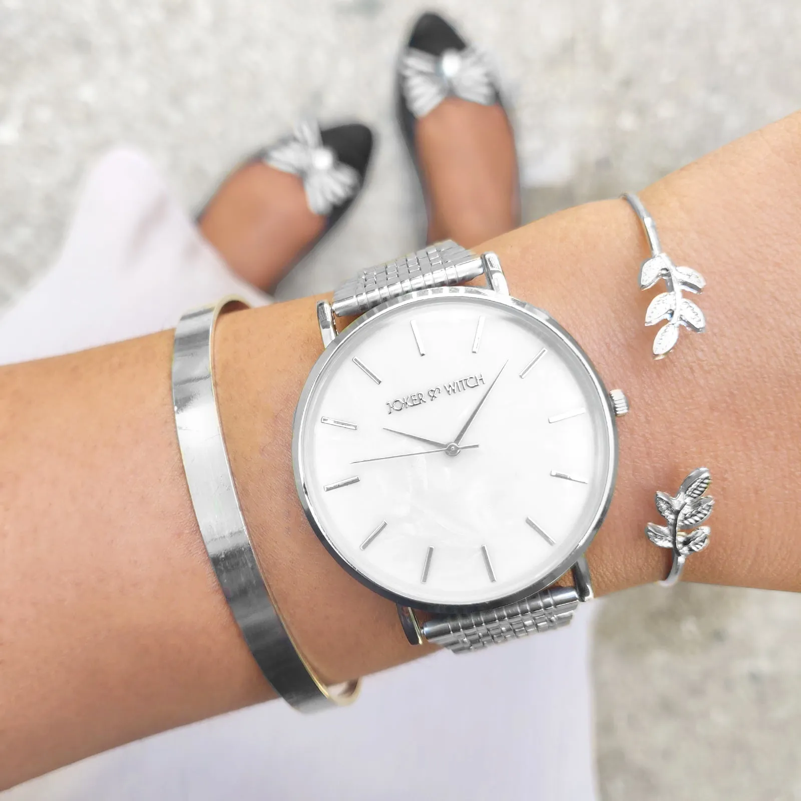 Babe Silver Watch Bracelet Stack