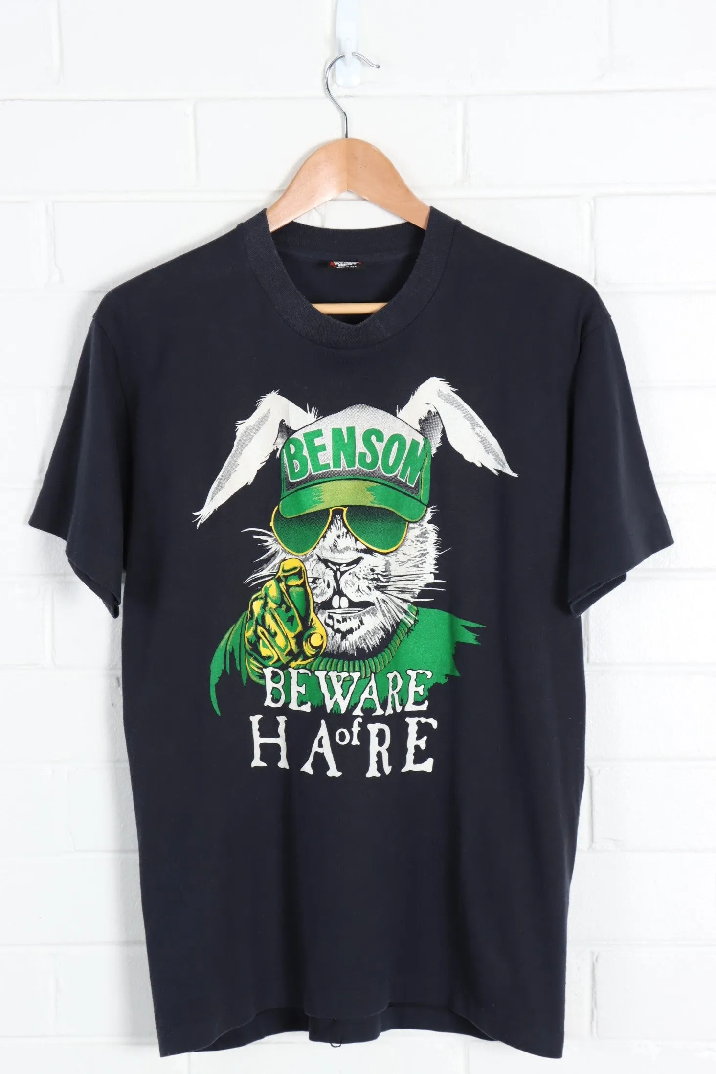 Benson 'Beware of Hare' Green & Yellow 50/50 Graphic Tee (M)