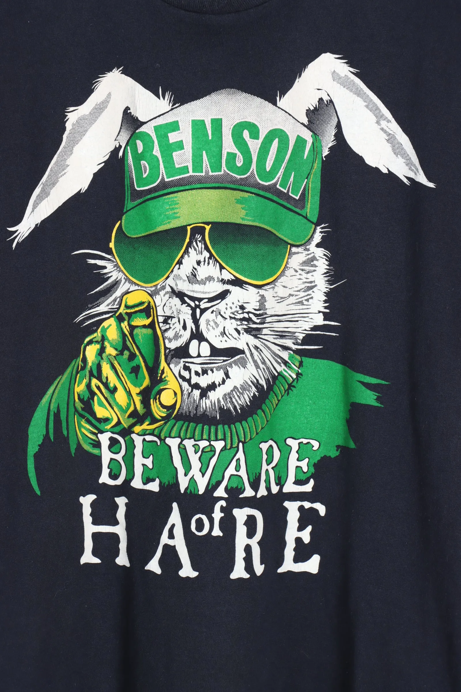 Benson 'Beware of Hare' Green & Yellow 50/50 Graphic Tee (M)