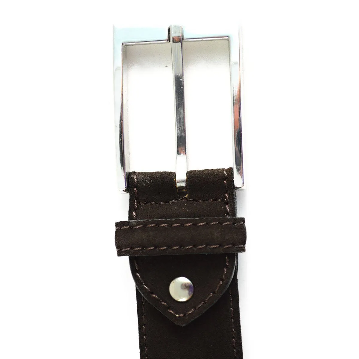 BERWICK 1707 Leather Belt - Dark Brown Suede