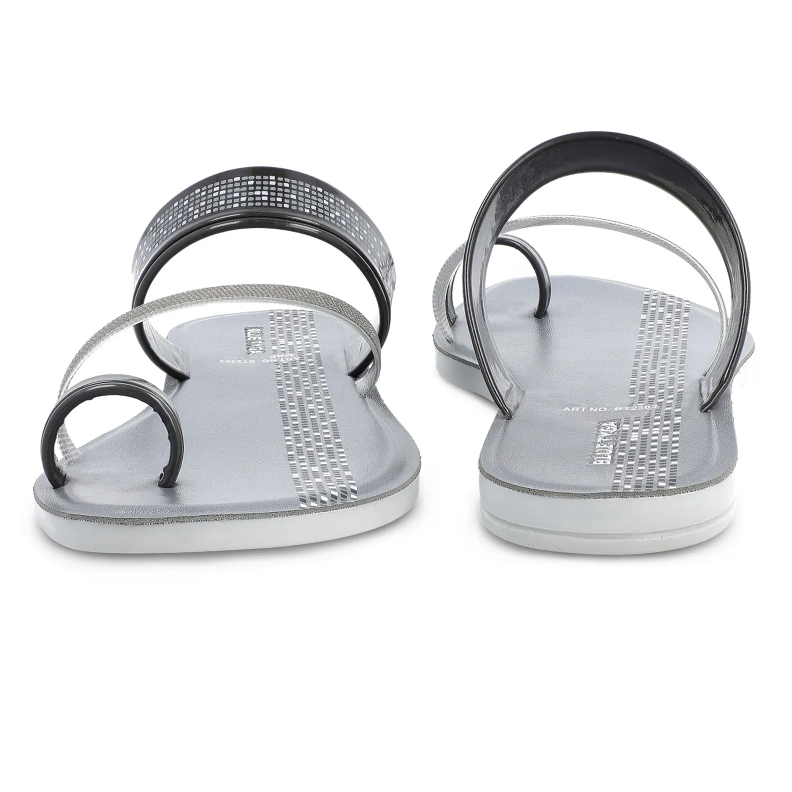 Blue Tyga Womens Cross Strap Slide Sandals  - BT2303 Grey