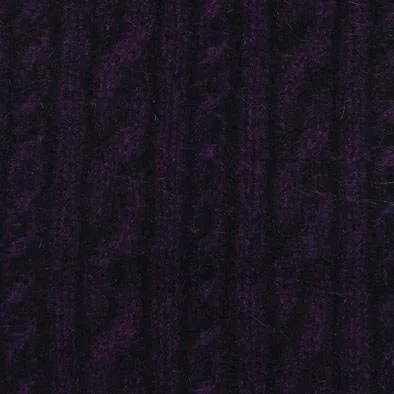 Cable Pattern Possum Merino Scarf - Grape