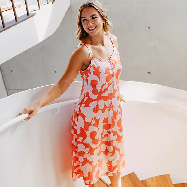 Calypso Dress - Spicy Orange Print