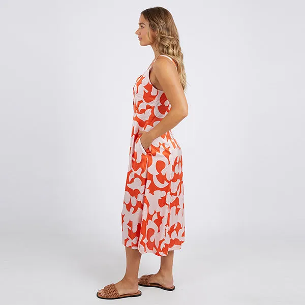 Calypso Dress - Spicy Orange Print