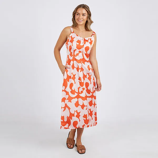 Calypso Dress - Spicy Orange Print