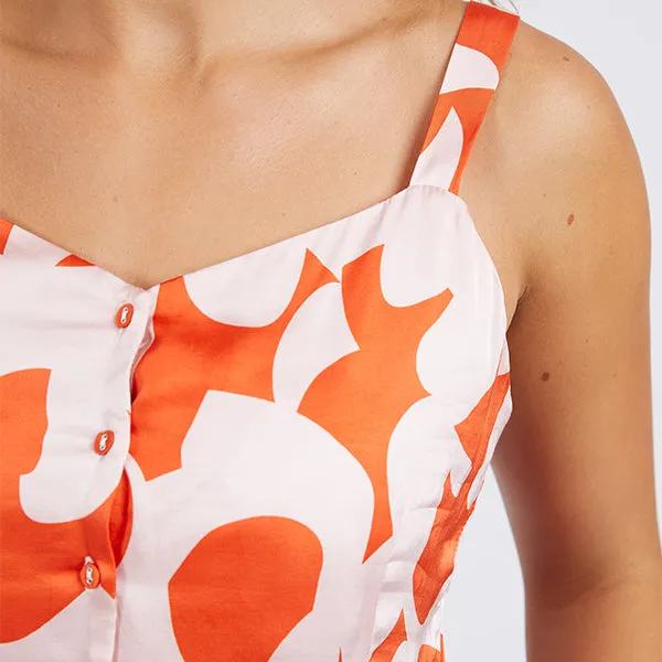 Calypso Dress - Spicy Orange Print