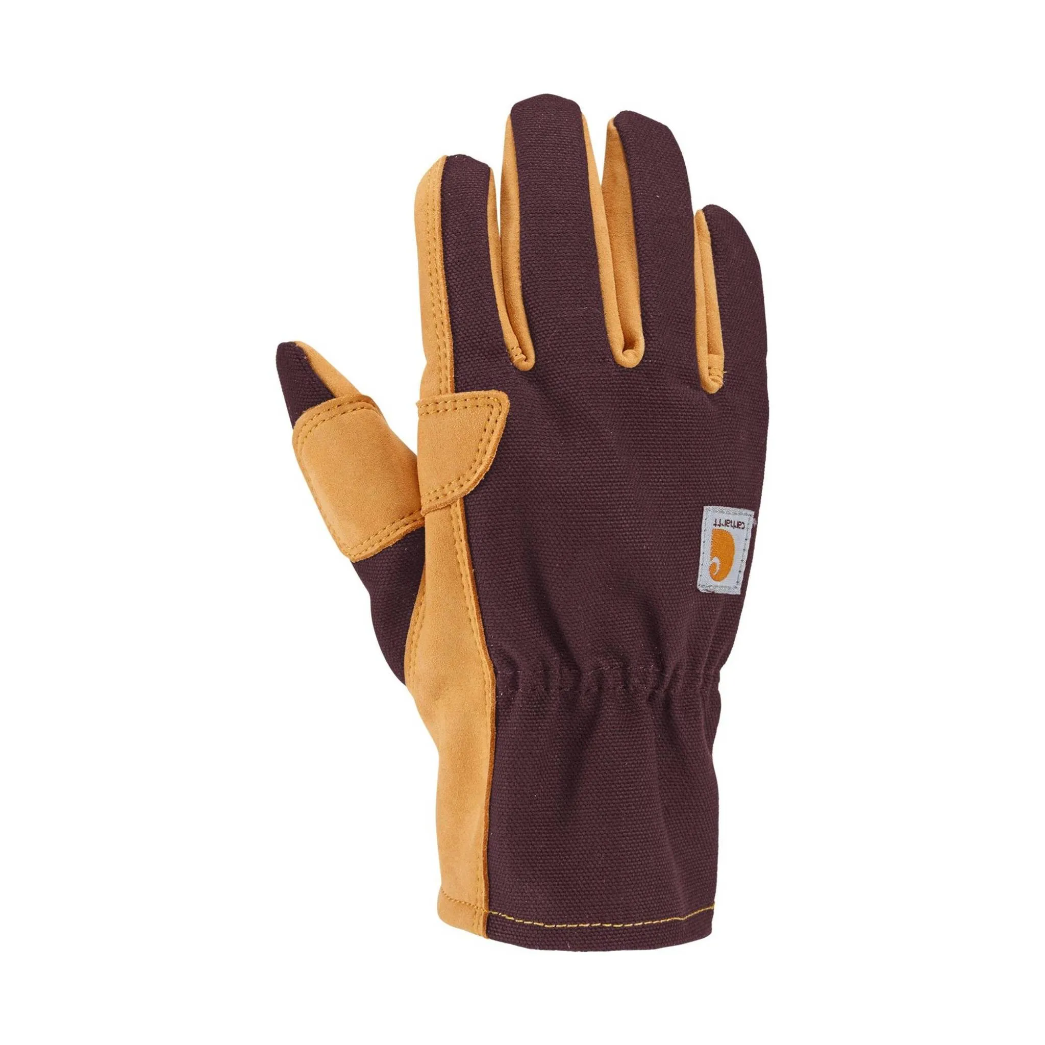 Carhartt Women's Duck Synthetic Leather Open Cuff Gloves - Blackberry/Tan