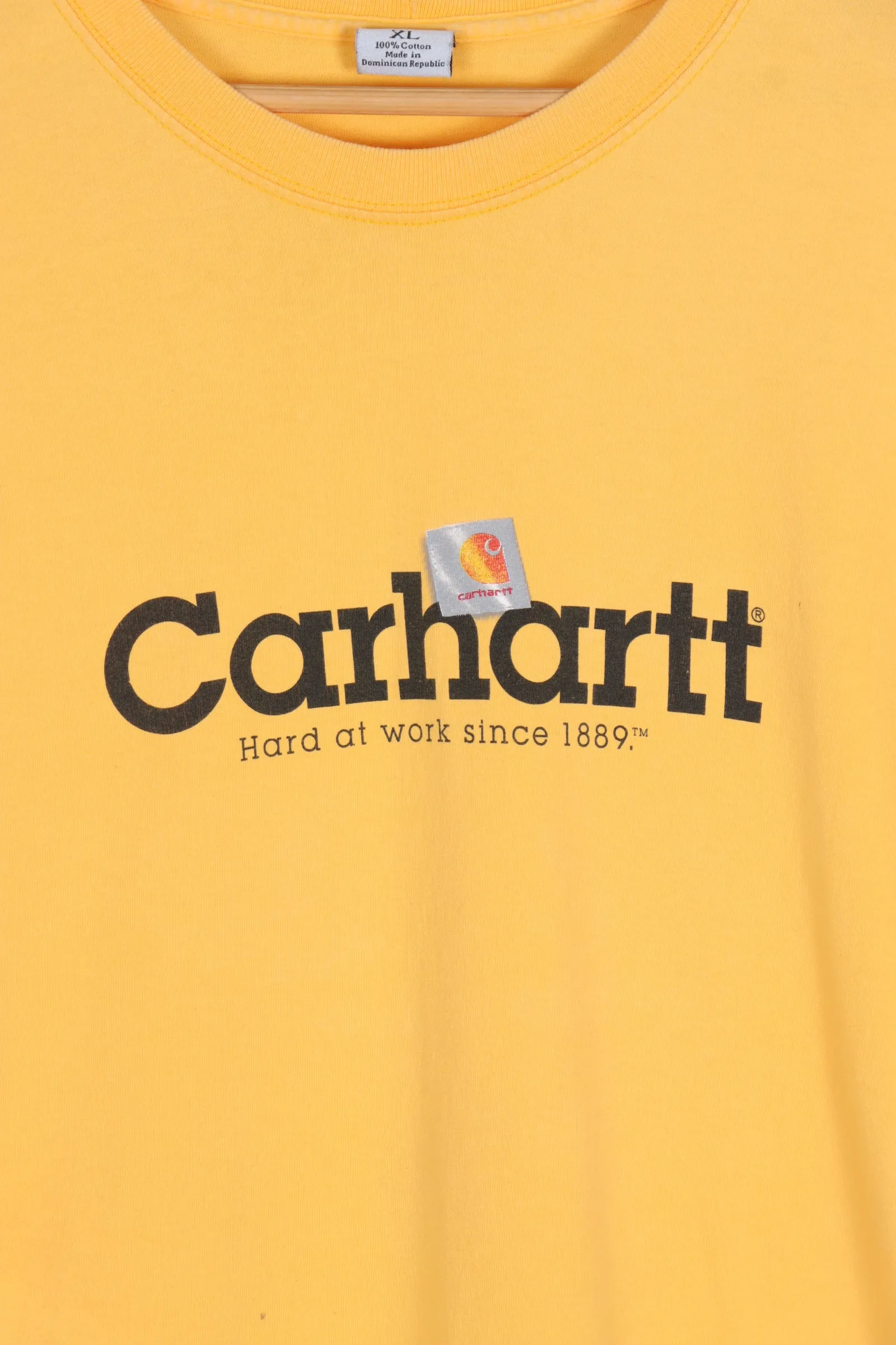 CARHARTT Yellow 'Hard at Work Since 1889' Logo Graphic Tee (XL)