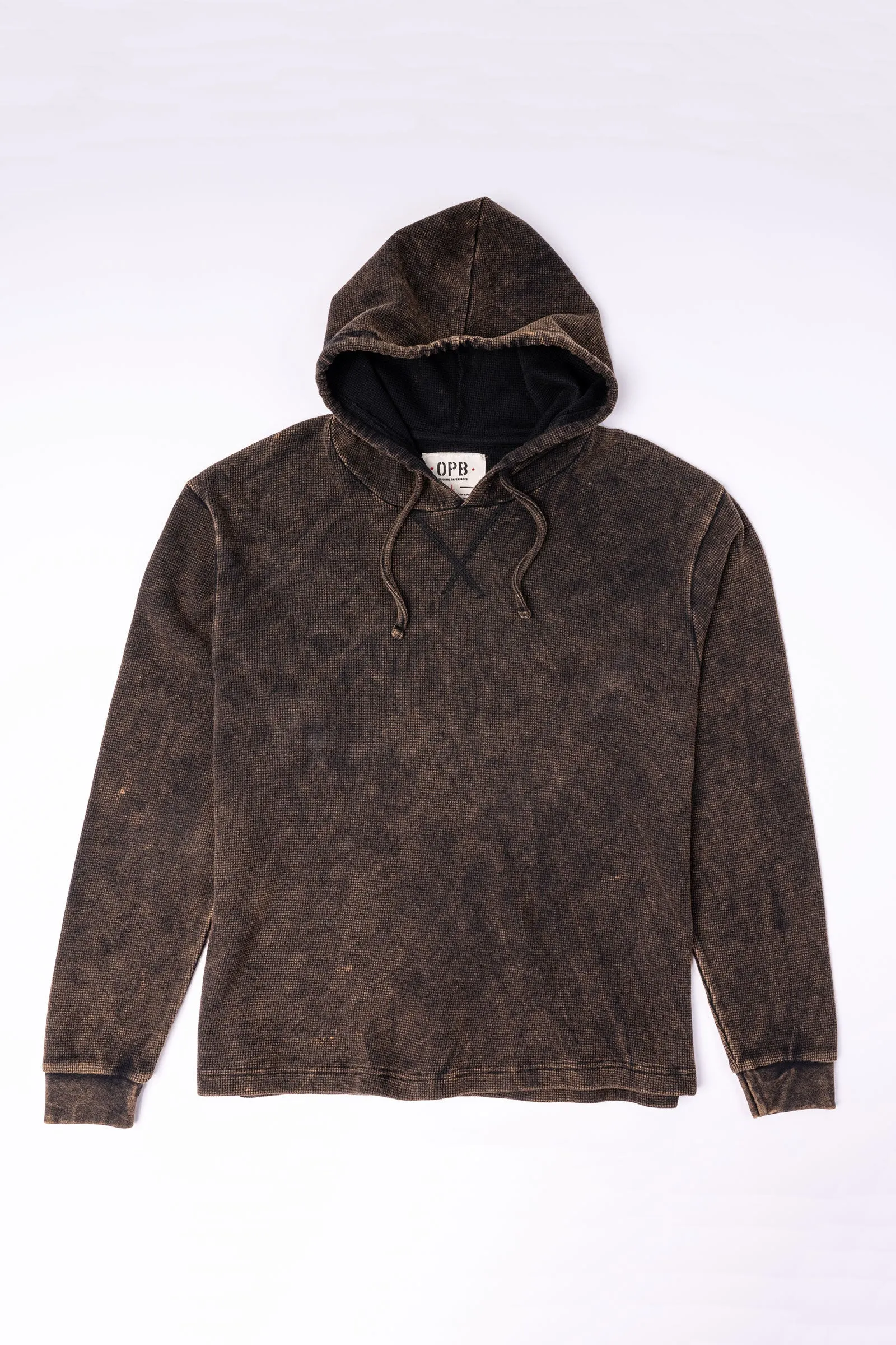 Cedar Vintage Wash Waffle Knit Hoodie - Copper