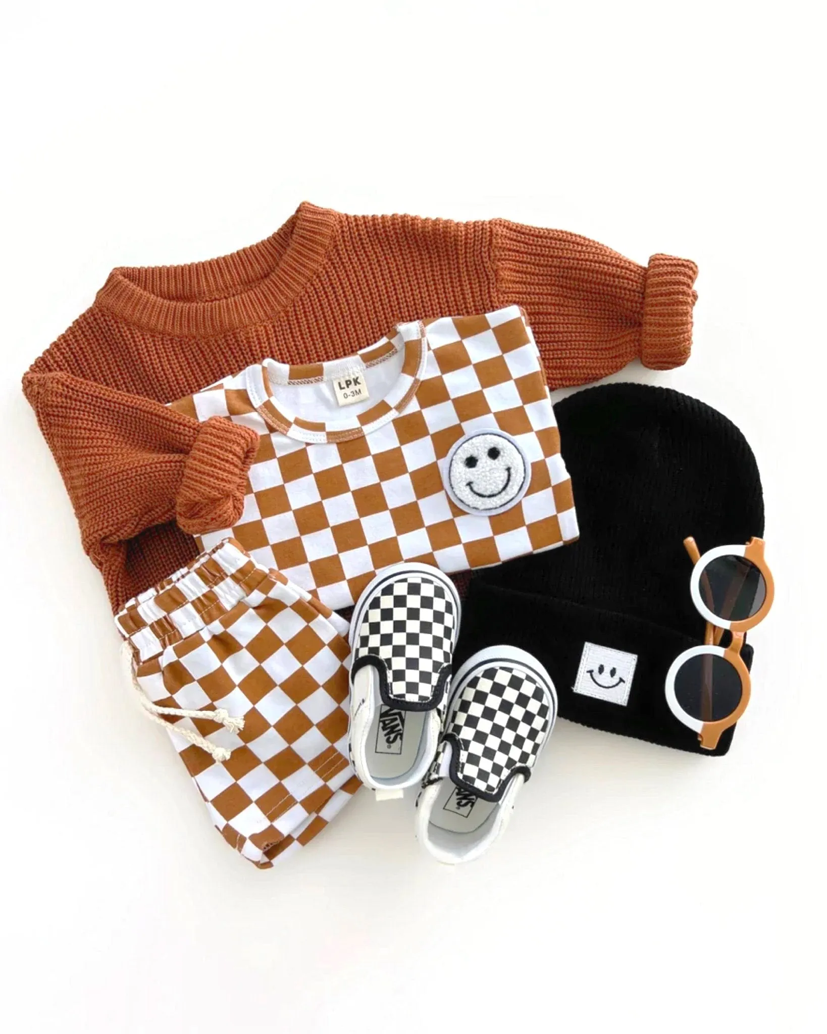 Checkered Smiley Set | Copper