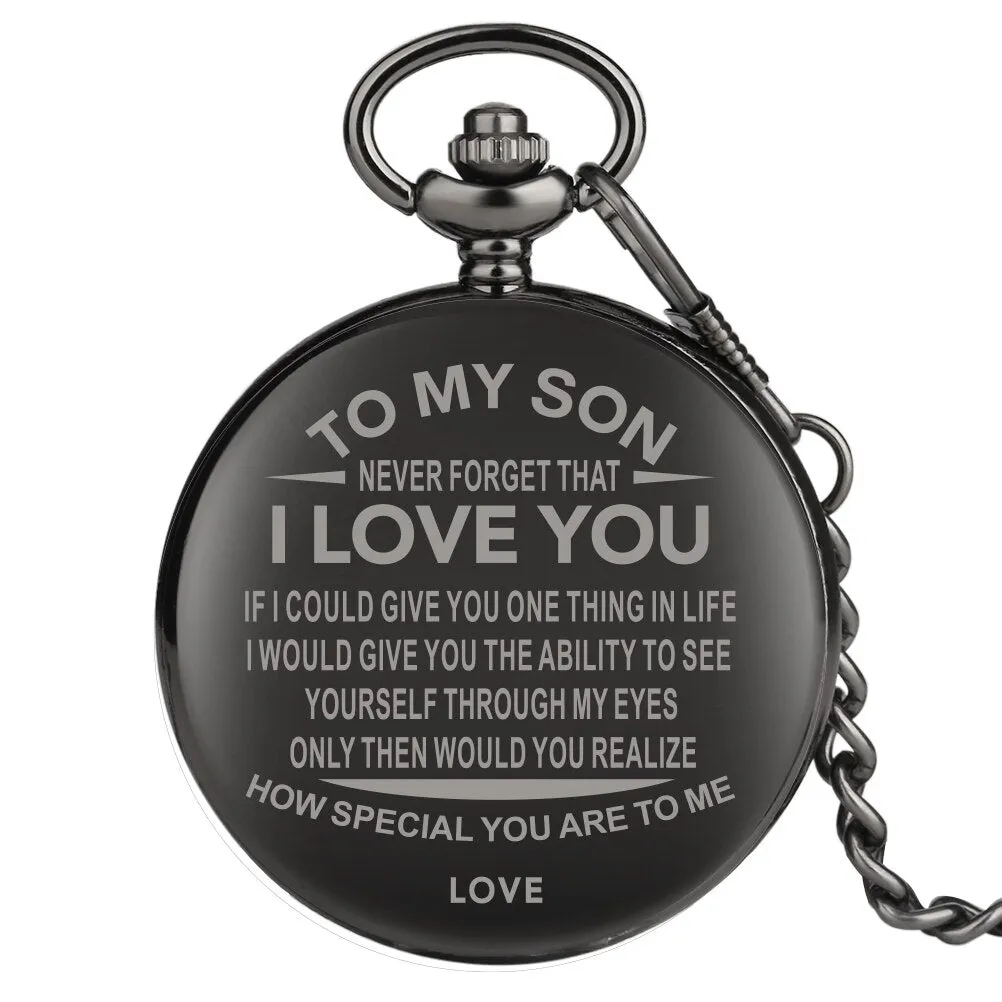 Classic Black Necklace Chain Pendant Pocket Watch