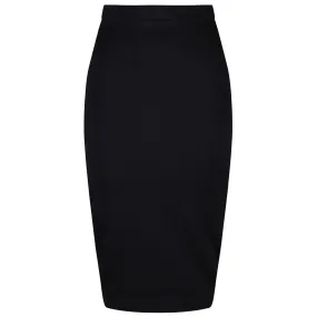 Classic Black Stretch Pencil Bodycon Midi Office Work Skirt