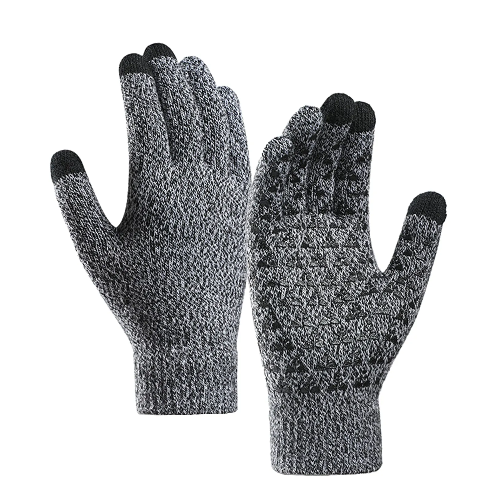 COUPLES FLEECE THICKENED COLD-PROOF TOUCH SCREEN NON-SLIP KNITTED GLOVES