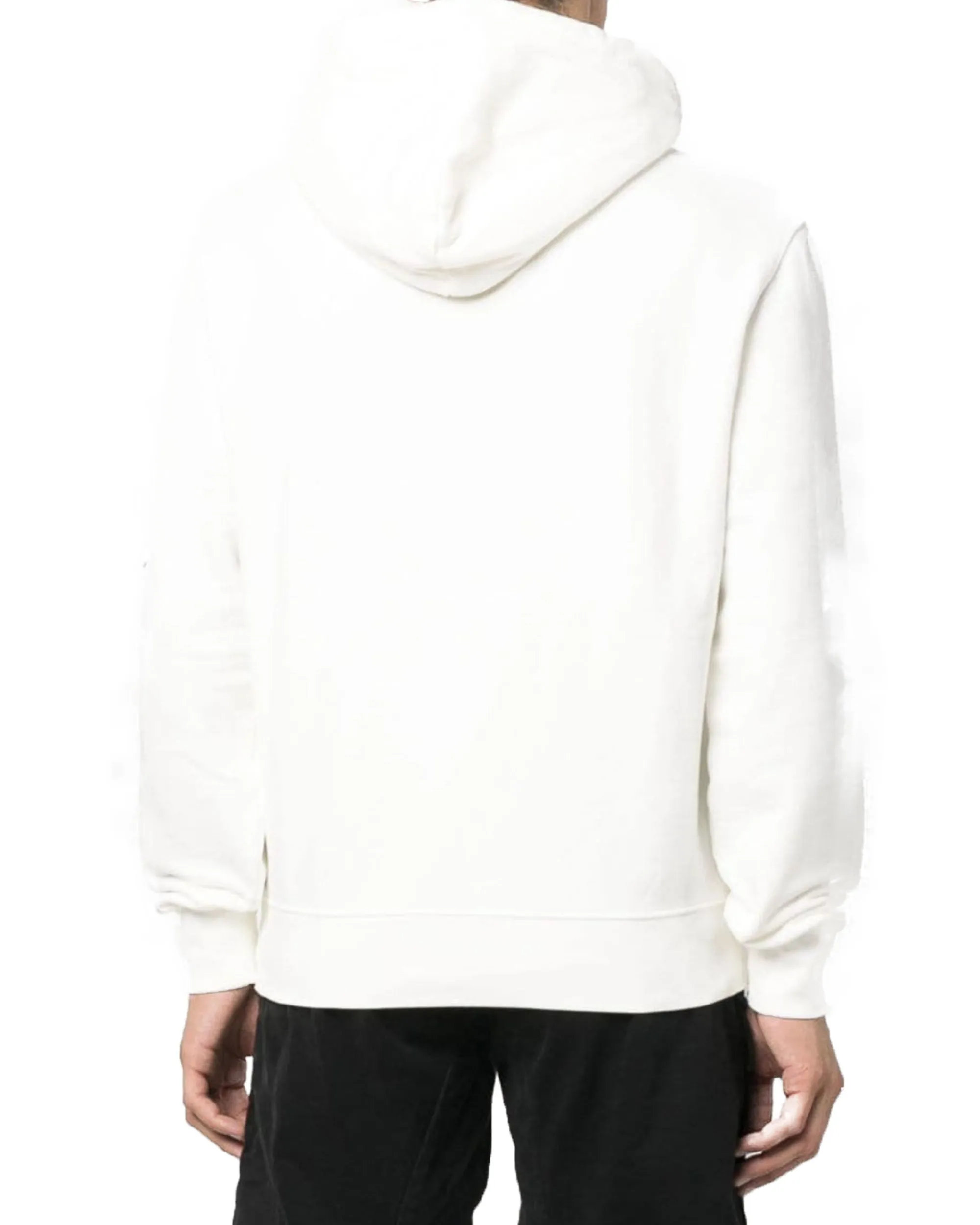 CP Company Brushed & Emerized Diagonal Fleece Lens Hoodie Gauze White