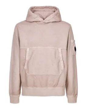 CP Company Brushed and Emerized Diagonal Fleece hoodie Bark