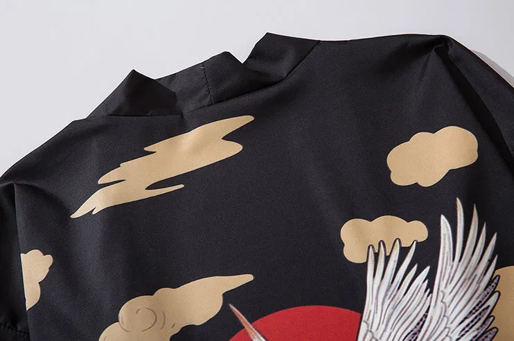 Cranes x Waves Kimono Shirt | Anime Kimono