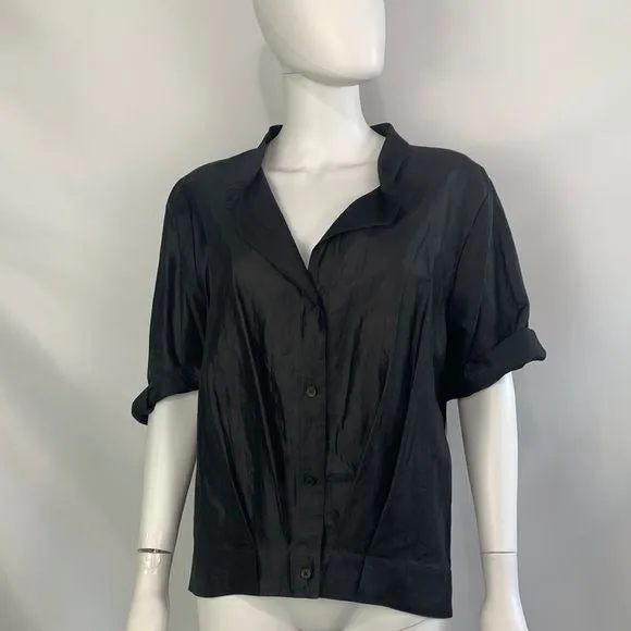 Donna Karan NWT black linen blend blouse