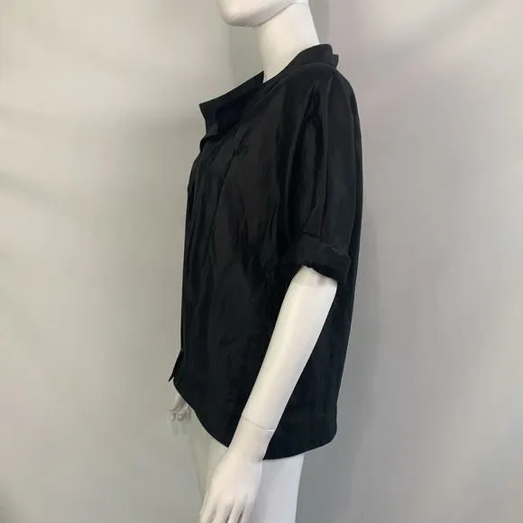 Donna Karan NWT black linen blend blouse