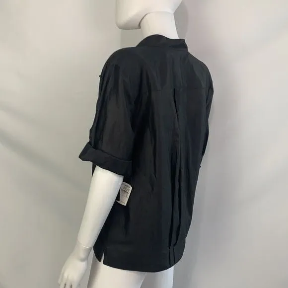 Donna Karan NWT black linen blend blouse