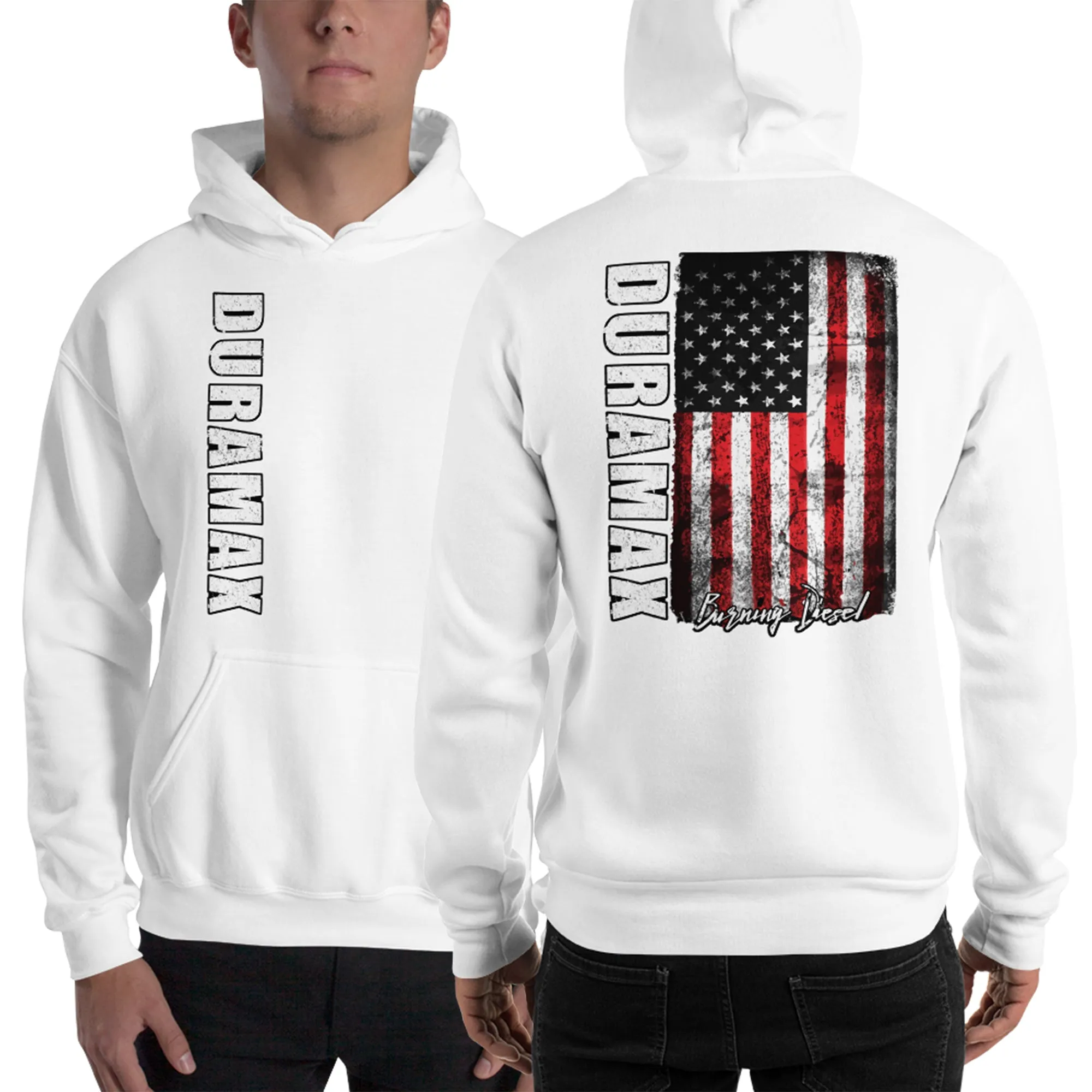 Duramax American Flag Hoodie, Patriotic Diesel Truck Sweatshirt