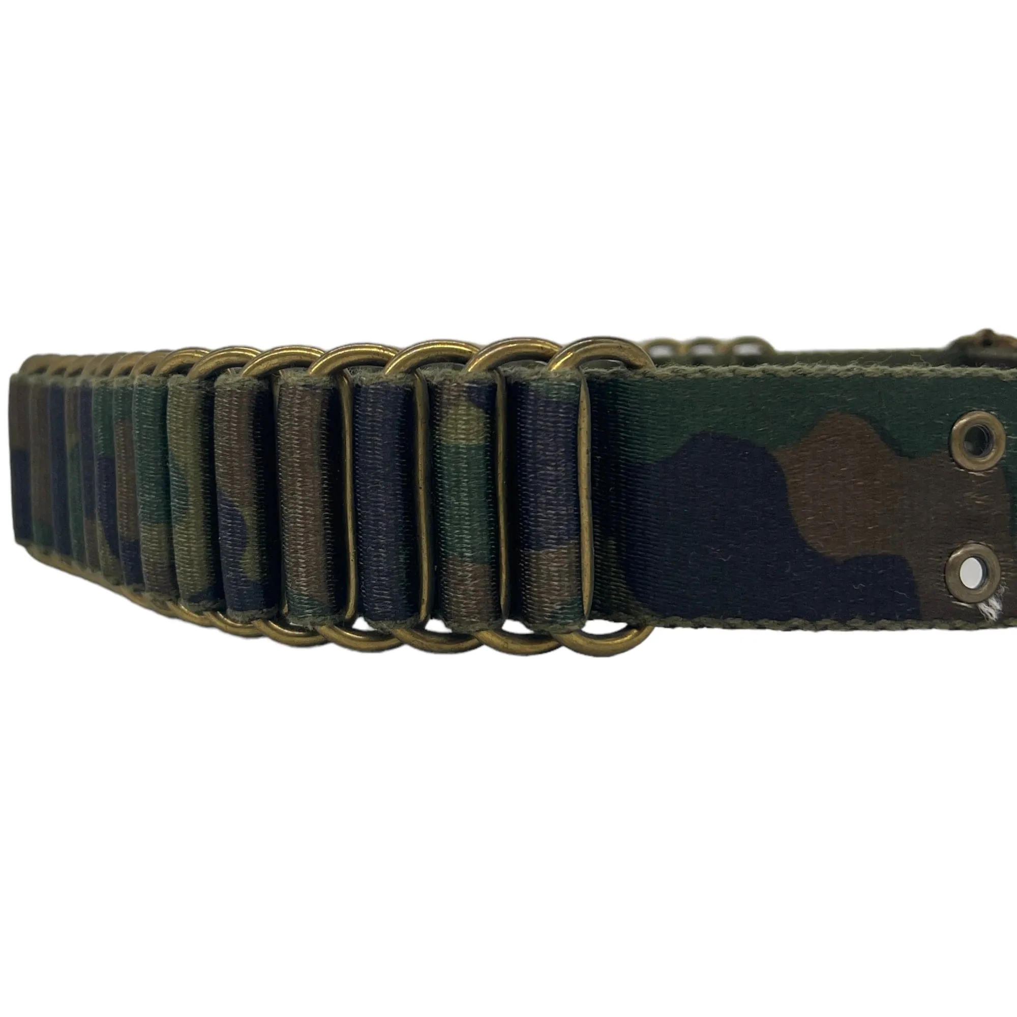 ELENA MEYER Brass and Multi-Grommet Belt - Camouflage