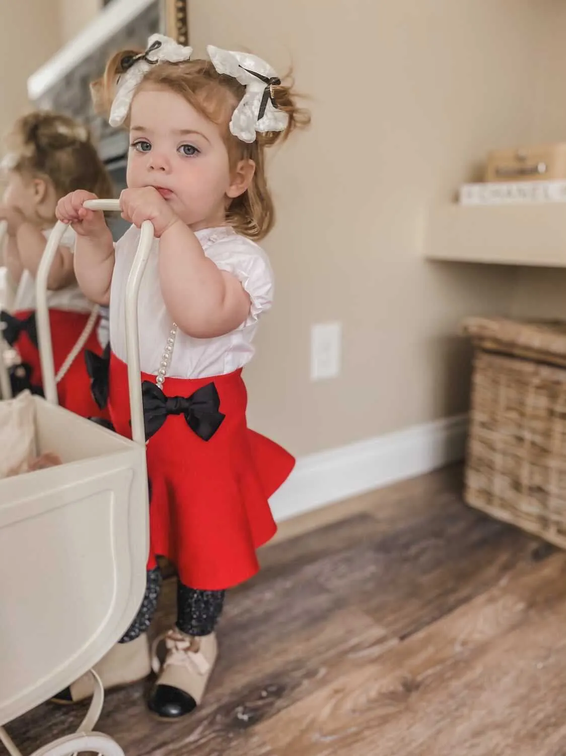 Flare Skirt with Satin Bows