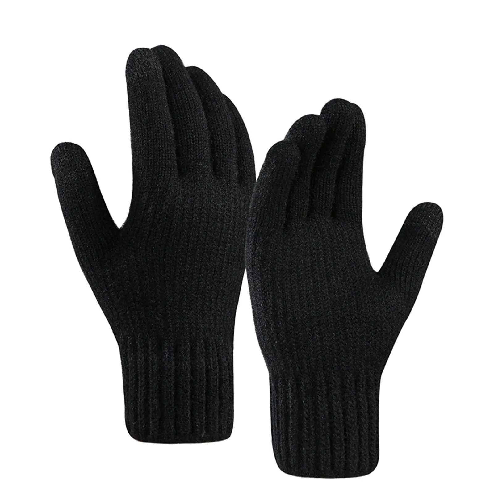 FLEECE THICKEN COLD-PROOF TOUCH SCREEN KNITTED GLOVES