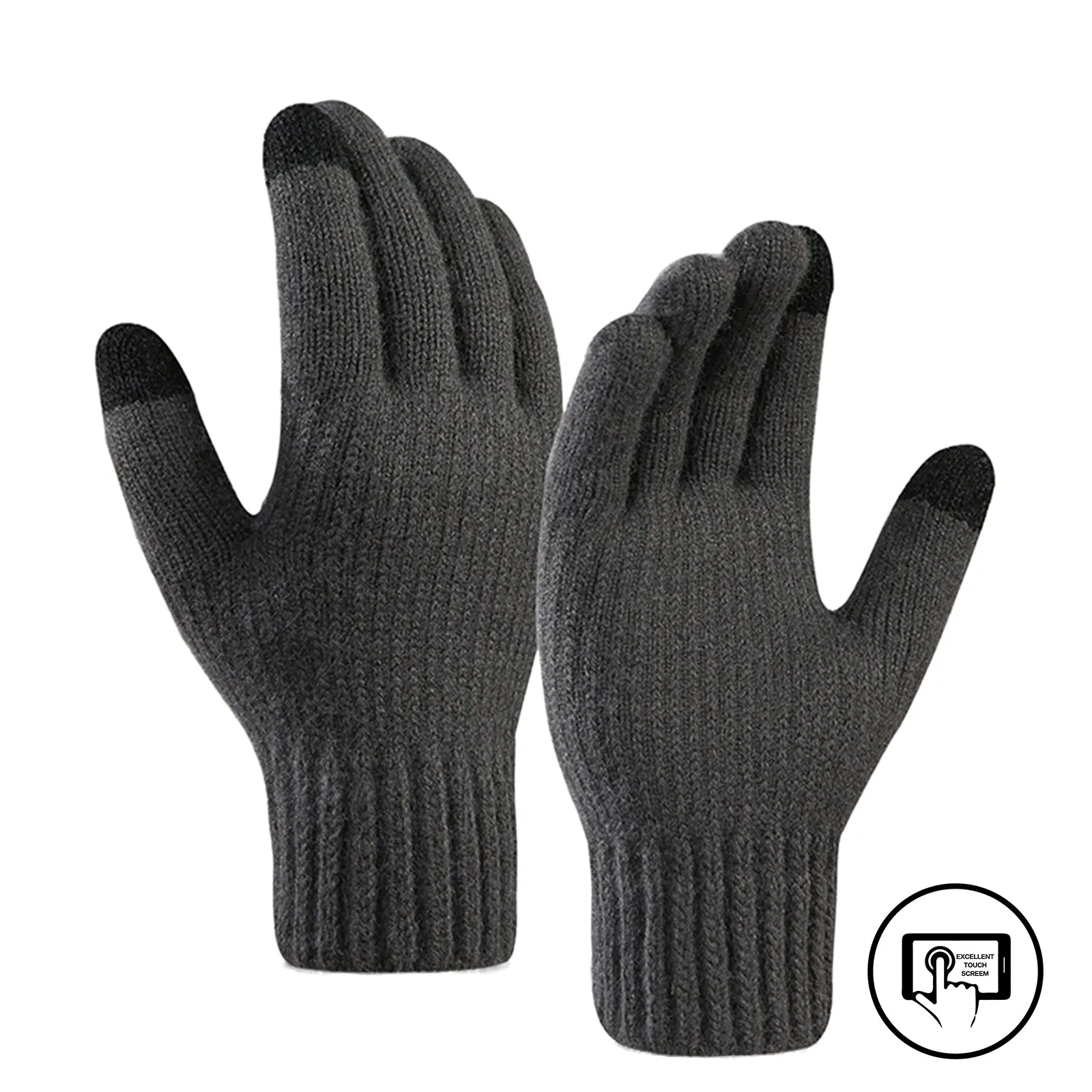 FLEECE THICKEN COLD-PROOF TOUCH SCREEN KNITTED GLOVES