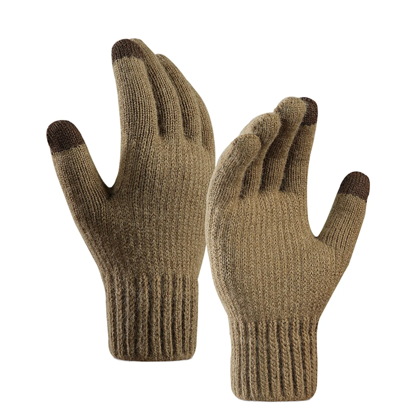 FLEECE THICKEN COLD-PROOF TOUCH SCREEN KNITTED GLOVES