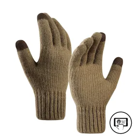 FLEECE THICKEN COLD-PROOF TOUCH SCREEN KNITTED GLOVES