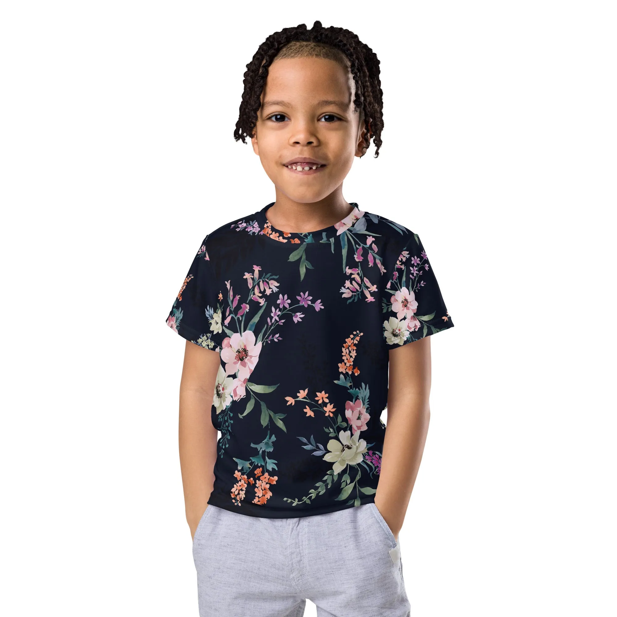 Floral pattern Kids crew neck t-shirt