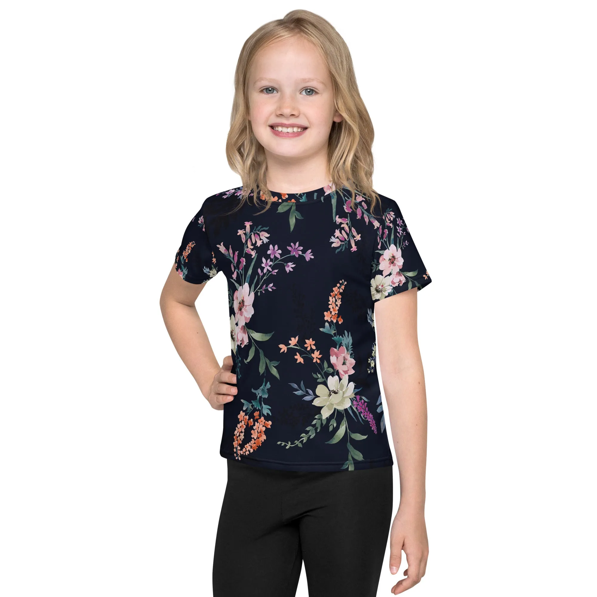 Floral pattern Kids crew neck t-shirt