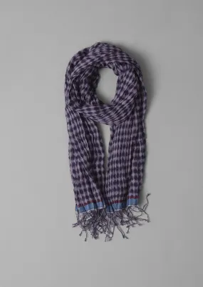 Gingham Hand Woven Scarf | Navy/Lilac