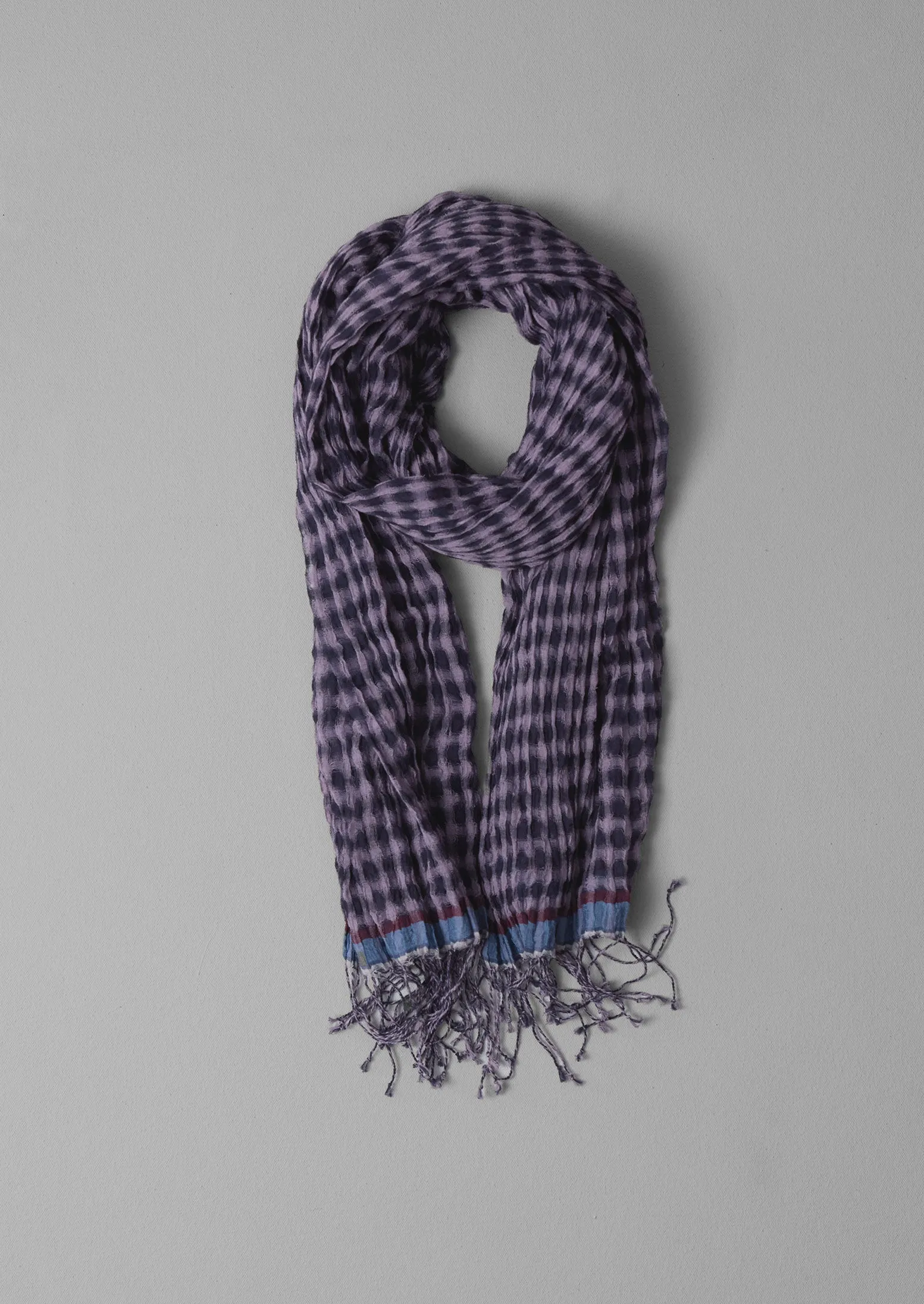 Gingham Hand Woven Scarf | Navy/Lilac