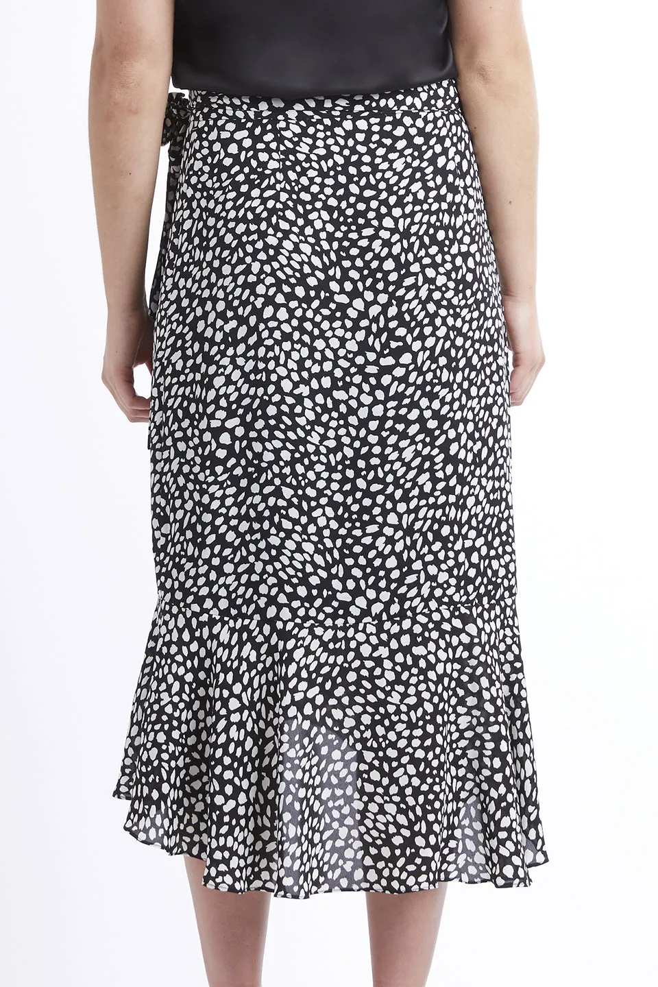 Gratitude Wrap Black Animal Spot Skirt