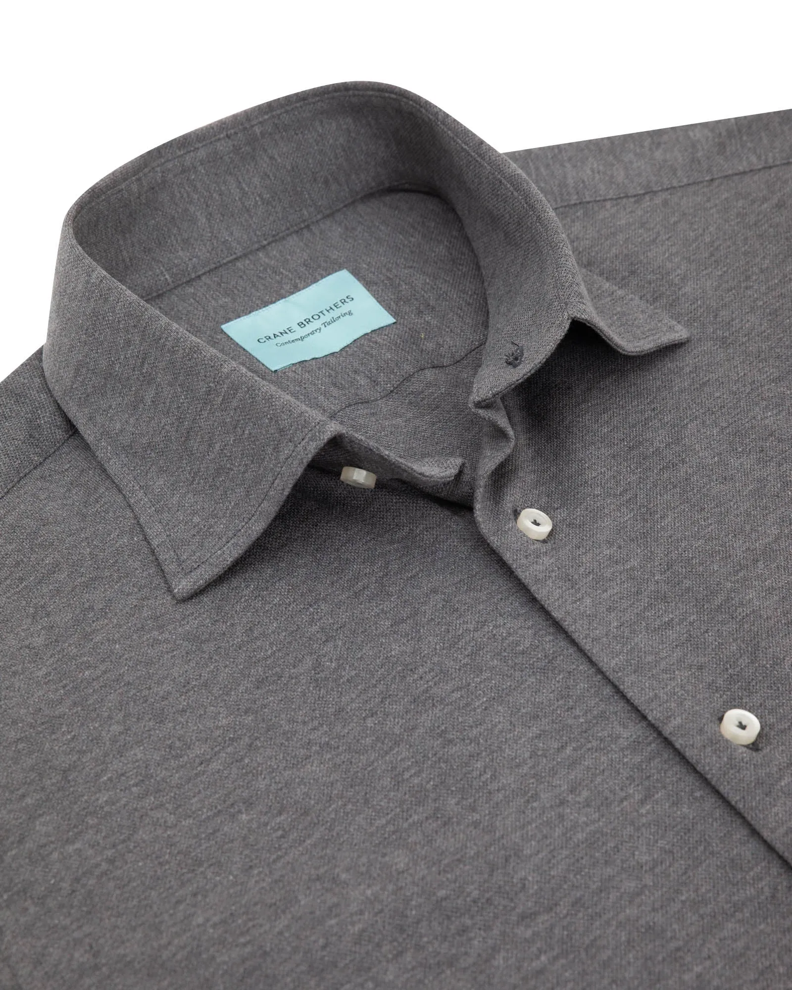 Grey Melange Cotton Pique Short Sleeved Shirt