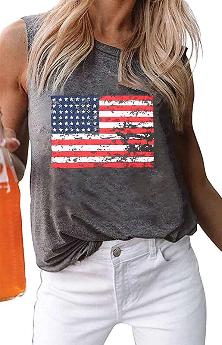 Haute Edition Women'sUSAAmerican Flag 4th of July Casual Loose Fit Tops With Plus