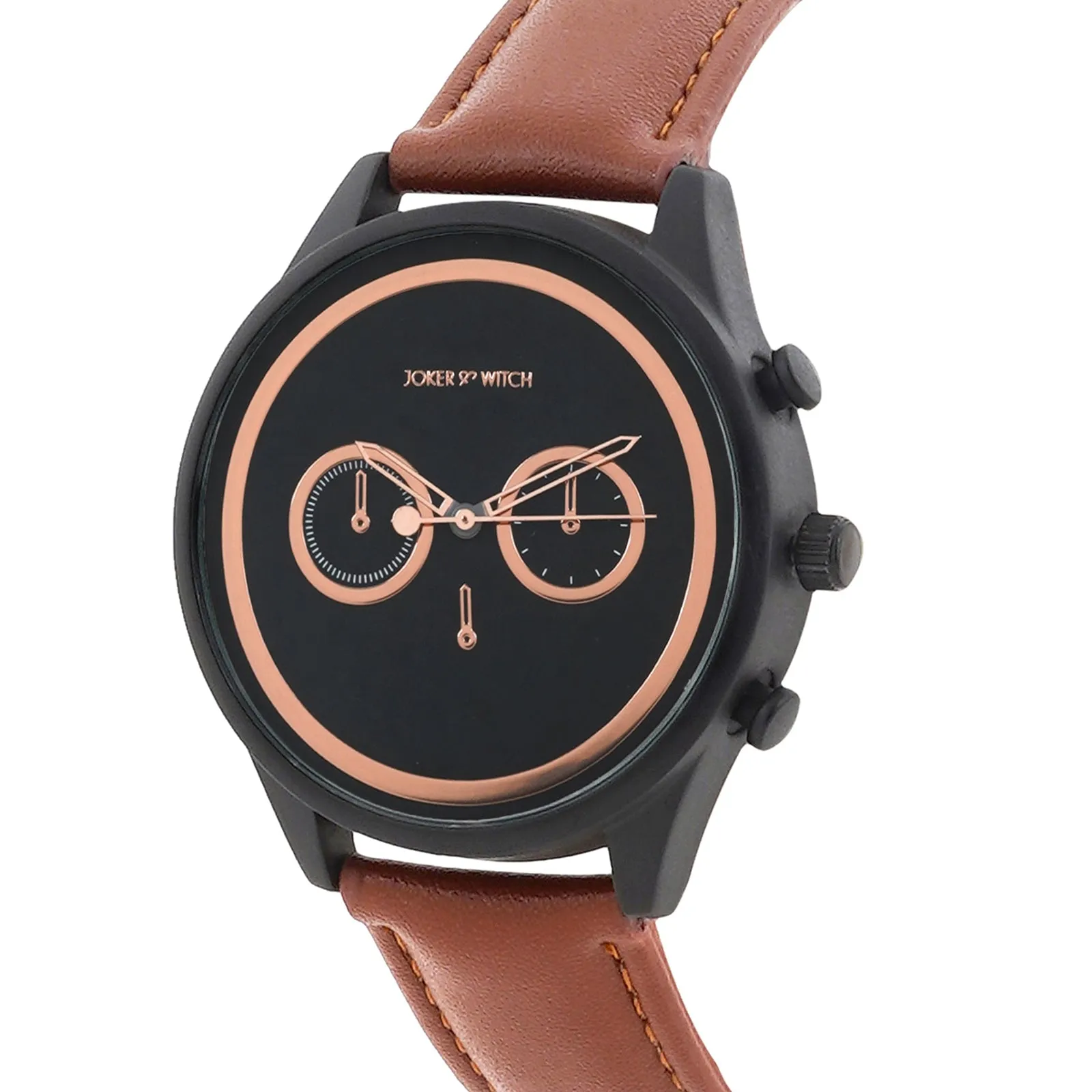 Hudson Black Dial Brow Pu Strap Watch