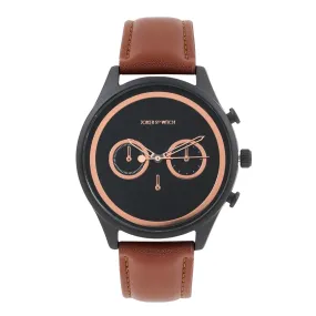 Hudson Black Dial Brow Pu Strap Watch