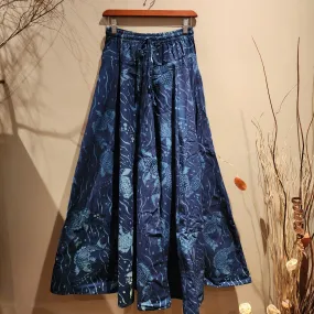 Indigo Big Koi 8 Panel Long Skirts