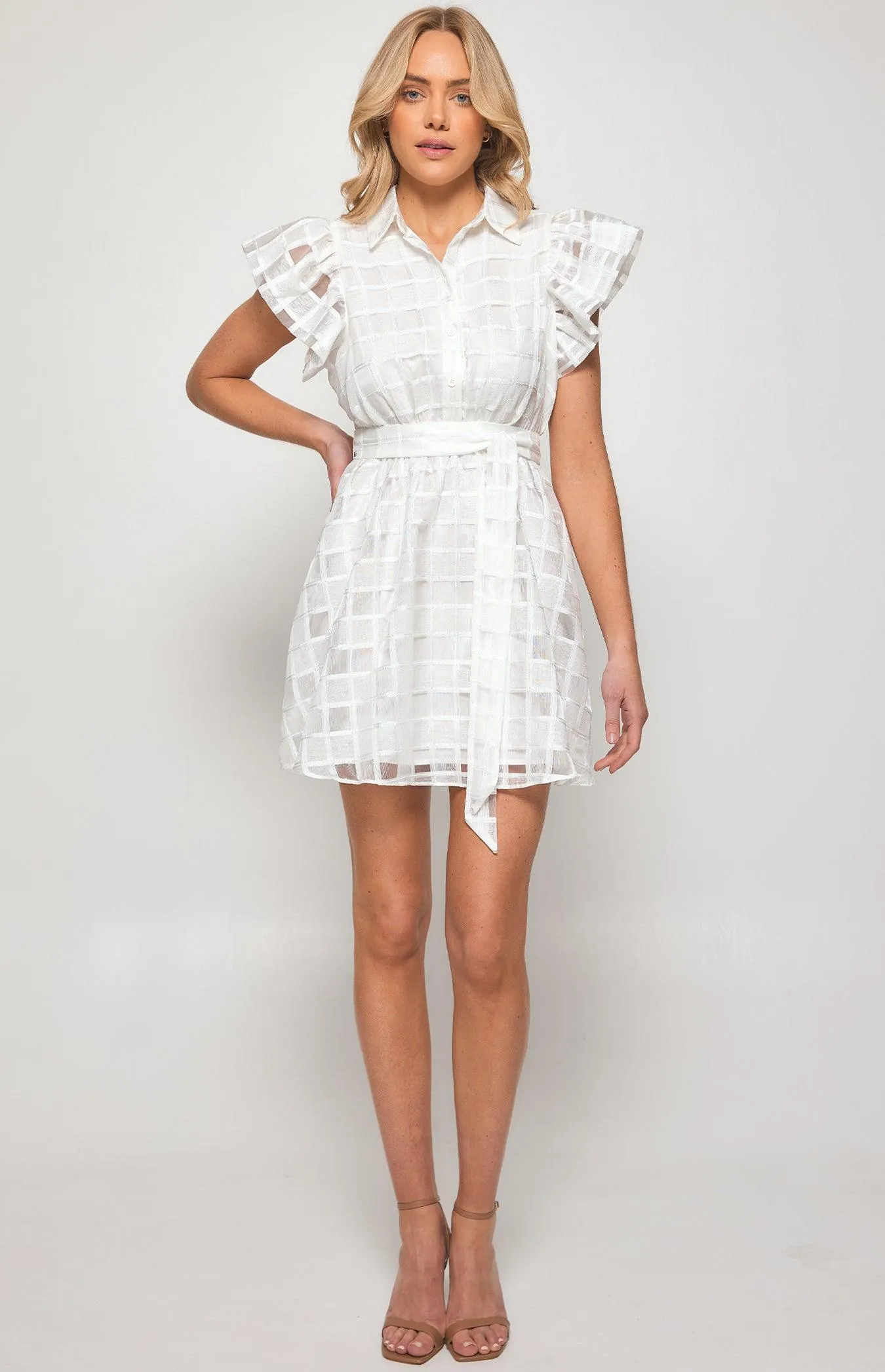 Ivane Mini Shirt Dress- White