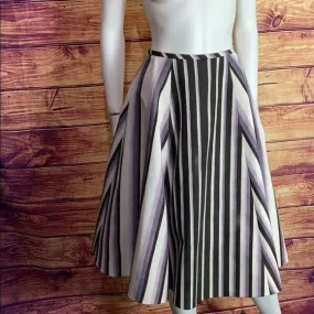 JasonWuLilac & Brown Stripe Flare Midi Skirt