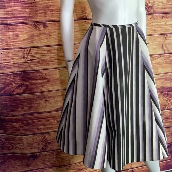 JasonWuLilac & Brown Stripe Flare Midi Skirt